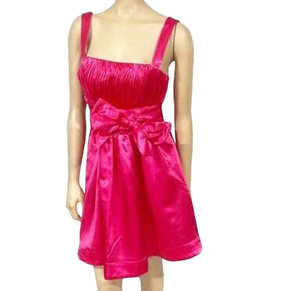 Anthropologie Bow tie Satin Mini Dress Pink size 8 - Picture 1 of 9